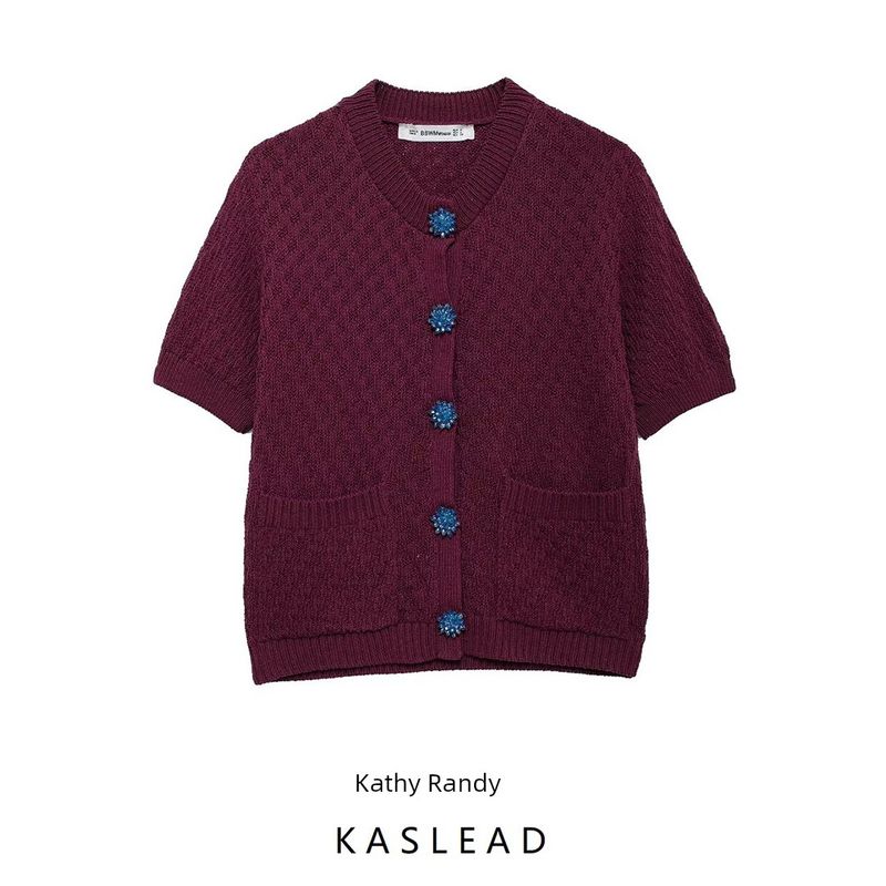 Kaslead New Arrival Women's Clothing Fashion Style Fashion Casual Jewelry Button Decoration Knitting Outwear 6427103