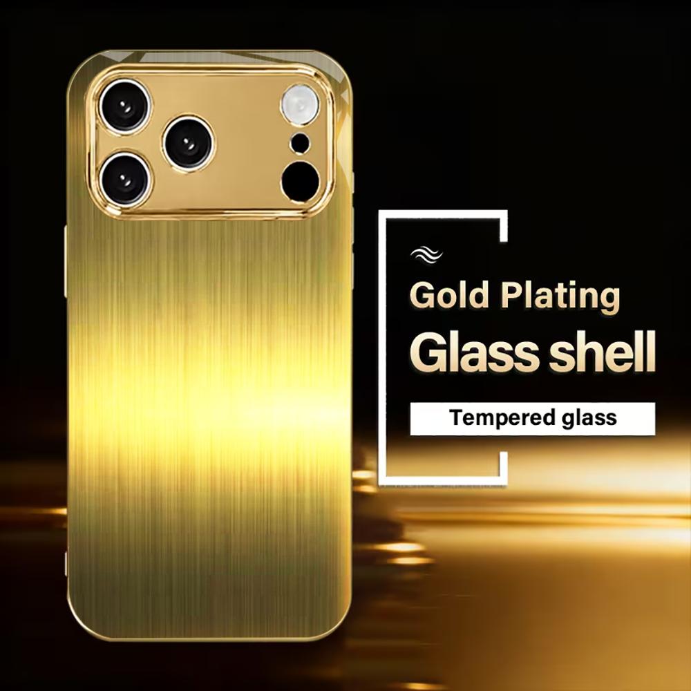 Exquisite Luxurious High-end Phone Case Electroplated Glass PhoneCase for iPhone 17 16 15 14 13 12 11pm Pro Plus Dropresistant