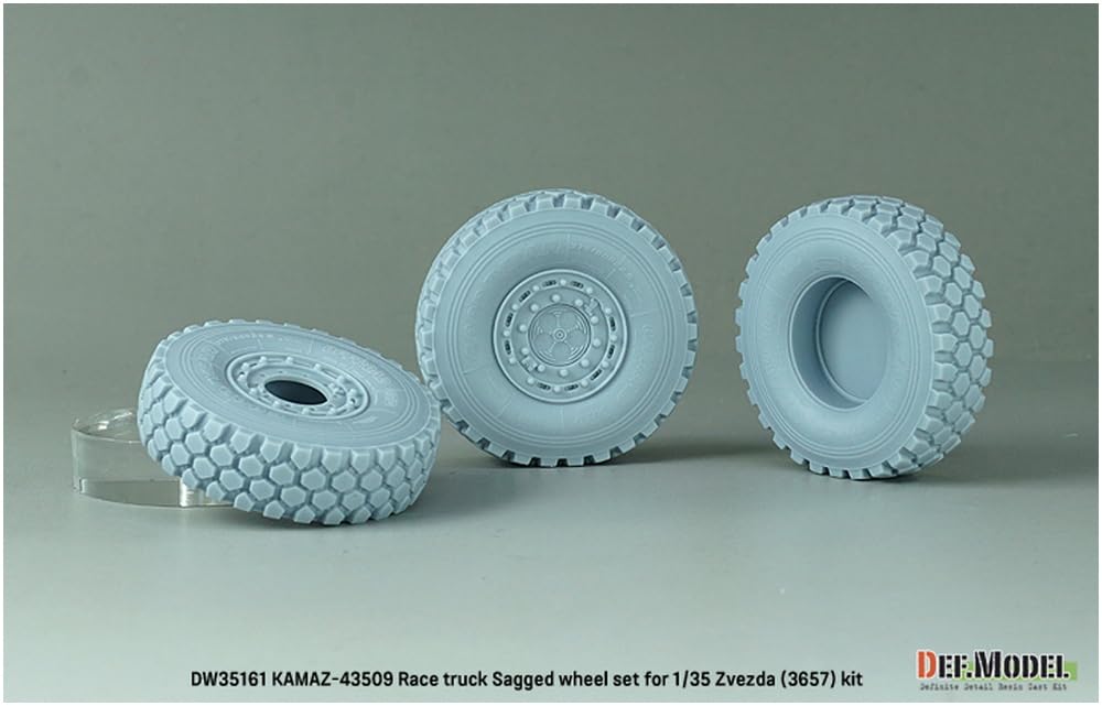 Scale Modern Russian Red Bull Rally Truck Tire Set Plastic Model Kit Parts DW35161 DEF.MODEL 1/35 KAMAZ-43509 Weight-Deforming (for Zvezda)