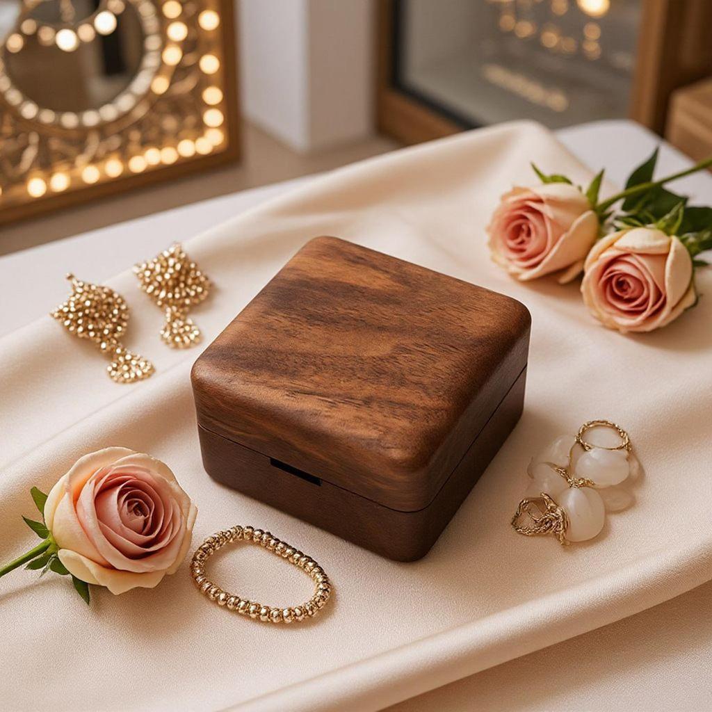 Holz Ringbox Finger Schmuckhalter Etui Doppel Schlitze Holz Hochzeitsringbox Für Verlobung Antrag Frauen Zeremonie Reise
