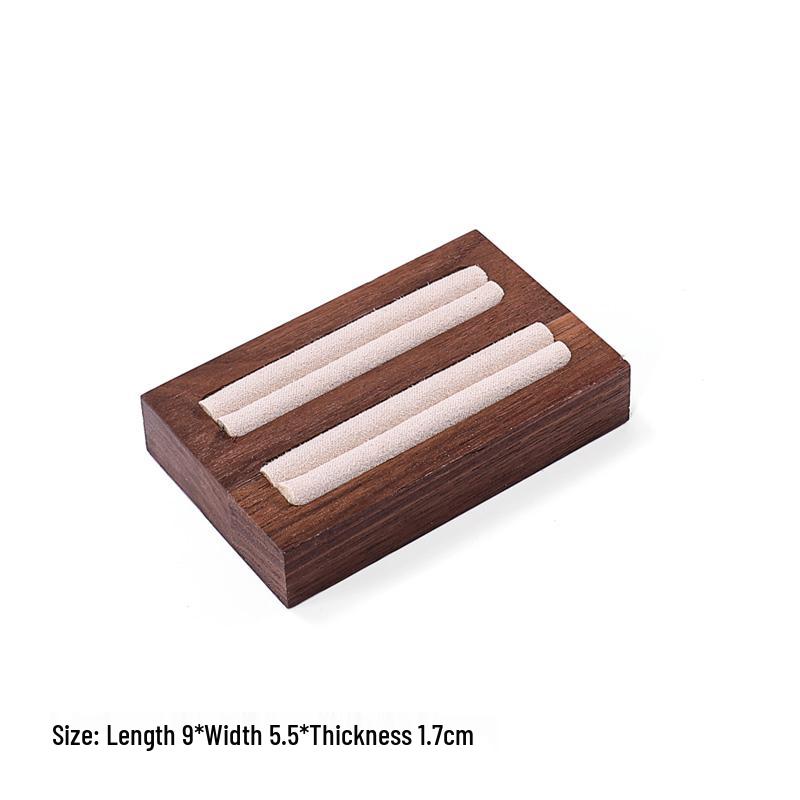 Walnut Wood Microfiber Jewelry Display Set for Necklace, Ring, Earrings, and Bracelet.