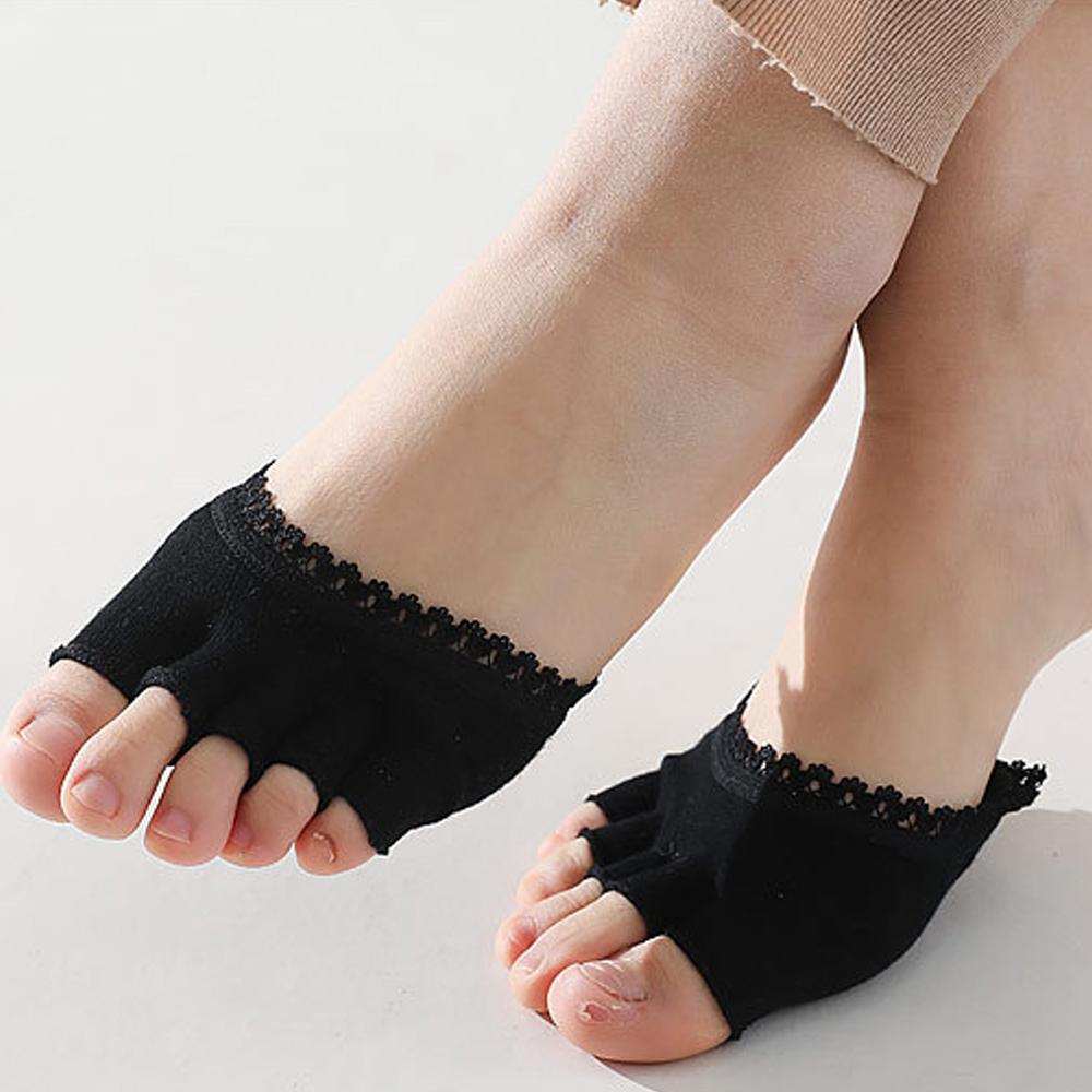 Durable And Safe Tcare 1 Pair Running Socks Men'S And Women'S Solid Half Palm Five Finger Socks Invisible Socks Sweat Elastic Socks