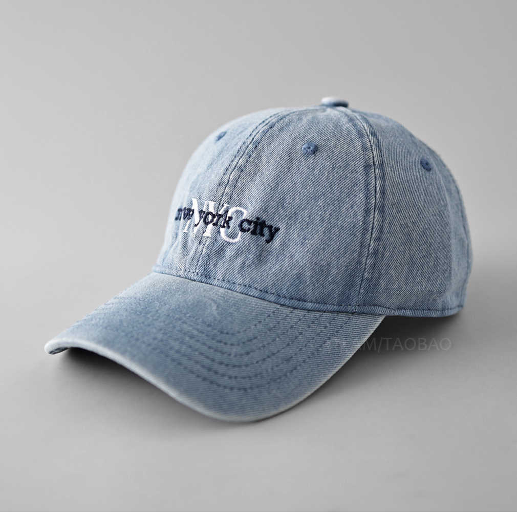 Letter Denim Baseball Cap With Adjustable Fit For Sun Protection And Breathability