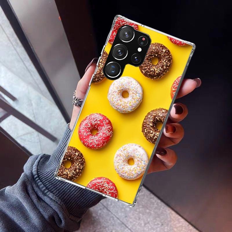 Macaron Ice Cream Cake Doughnut Phone Case For Samsung Galaxy S26 S25 Edge S24 S23 Ultra S22 Plus S21 S20 FE Soft TPU Back Cover
