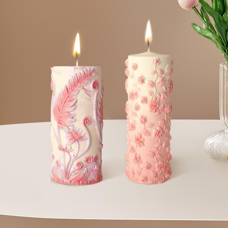 Flower Butterfly Columnar Silicone Candle Mold DIY Waves Soap Resin Plaster Making Tool Geometry Chocolate Mould Home Decor Gift