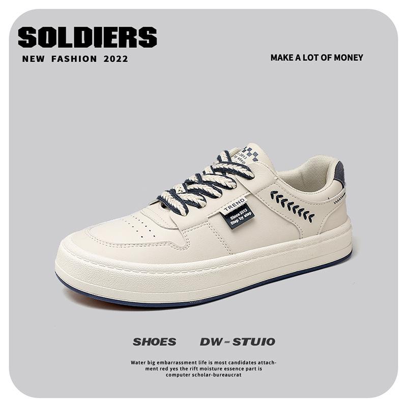 

Толстая подошва в гонконгском стиле, большие круглые туфли, белые туфли, мужские, ins tide 2025, осень, корейская версия, повседневные туфли для студентов с пшеничными ушками 1386 39