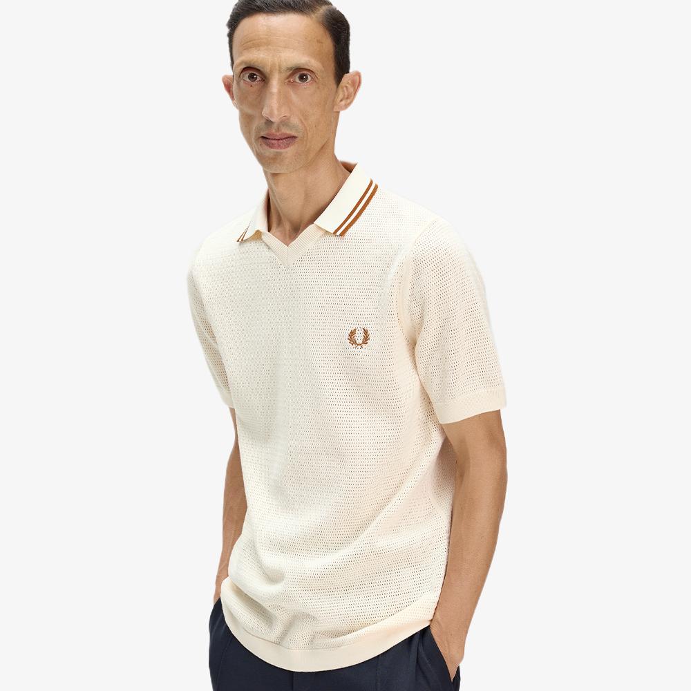 FRED PERRY [Sharp] Pointel Knit Shirt - Ecru Afpm2612330-560