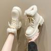 Women Snow Boots 2025 New Winter Warm Plush Street Design Thick Bottom Motorcycle Boots Fashion Cross Lace Fashion Boots Zapatos