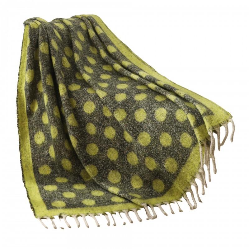 Cozy Winter Knit Throw Blanket With Polka Dot Jacquard Soft Fuzzy Mink Feel Fringed Shawl Sofa Bed