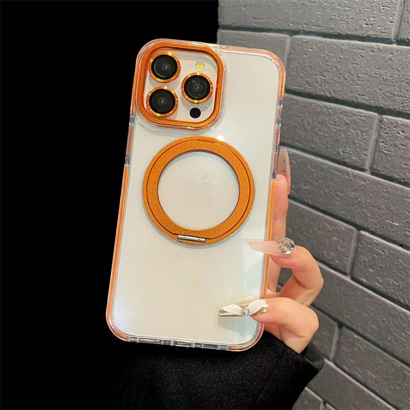 

Dual-Color Edge iPhone 14-17 Pro Case with Rotating Bracket & Magnetic Suction 13 Pro Max помаранчевий