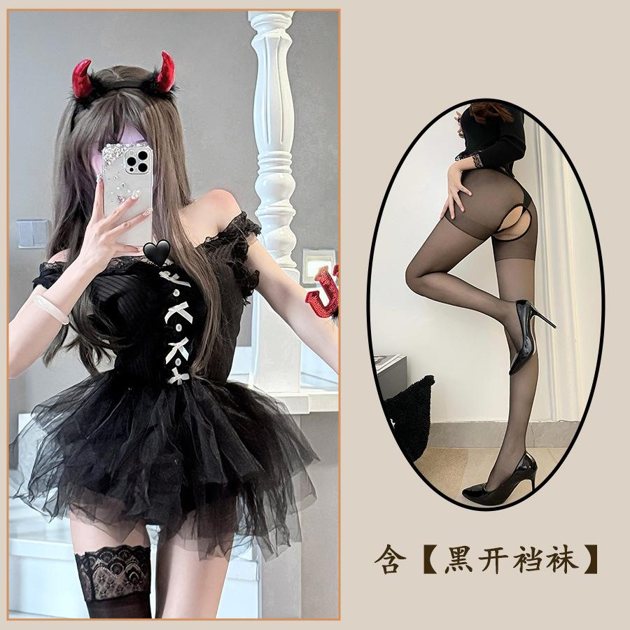 Sex Underwear Sexy Dark Square Collar Pure Desire Wind Waist Thin Fluffy Princess Short Skirt Set