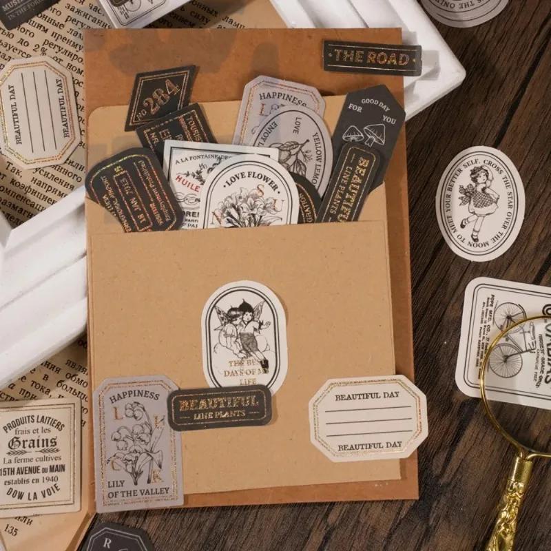 Herr. Papier 40 Stück/Karton Vintage Etiketten Aufkleber Dekorative Notizen Handgeschriebene Aufkleber DIY Handgemachte Collage Materialien Schreibwaren