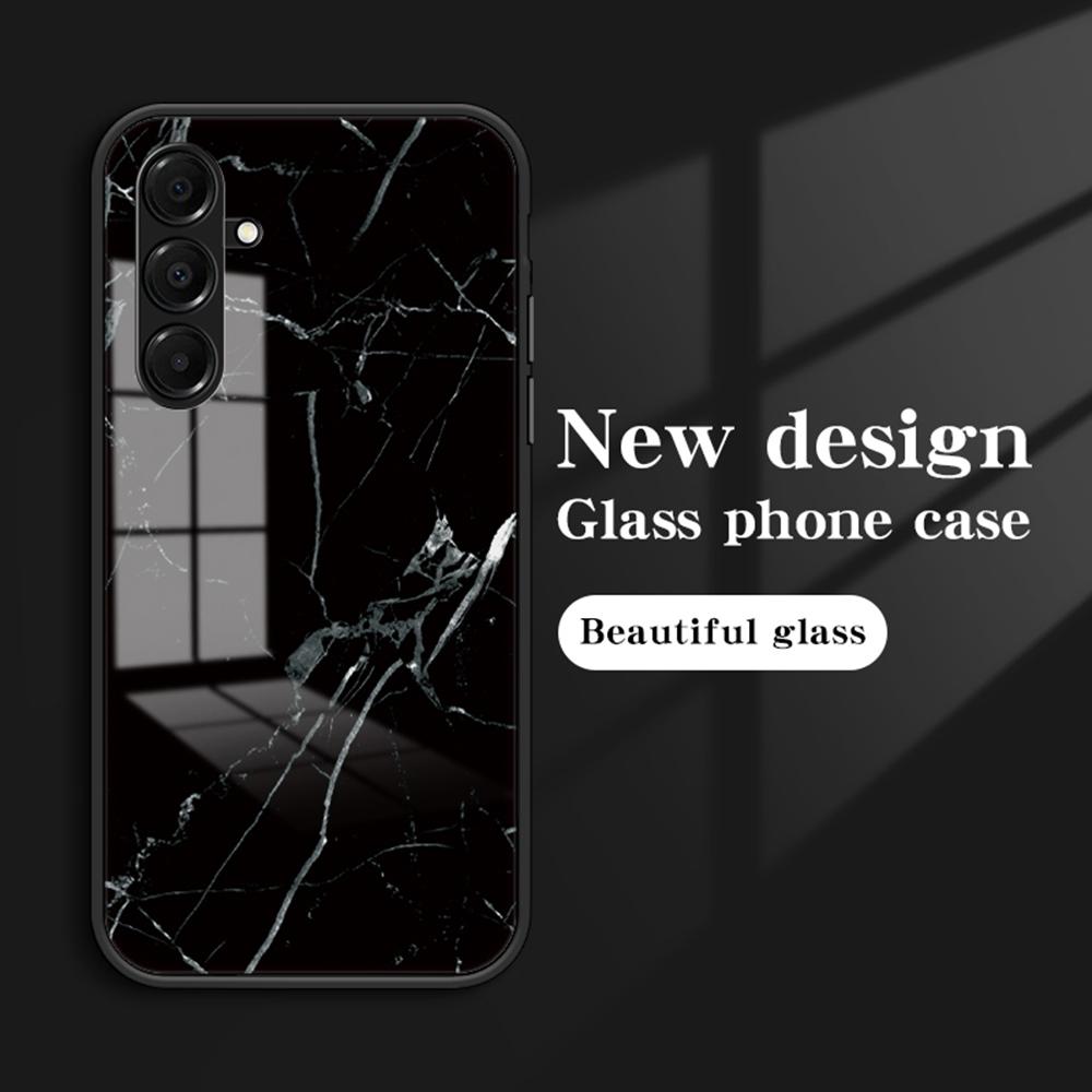 For Samsung Galaxy A17 5G Case Marble Pattern Tempered Glass+PC+TPU Protective Phone Cover