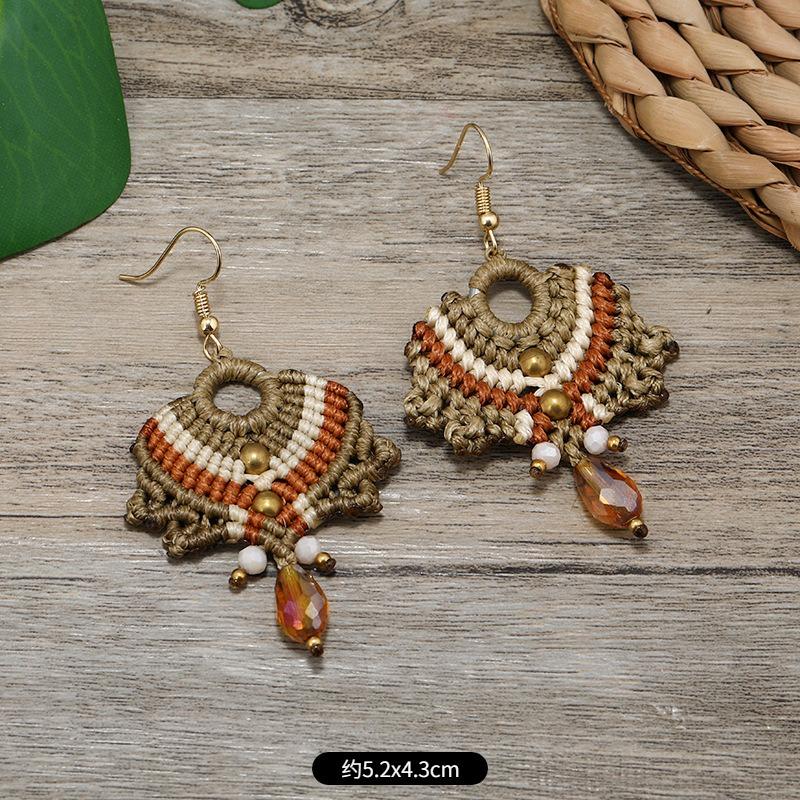 Niche Design Woven Earrings Bohemian Retro Resort Style Personality Temperament Handmade Earrings