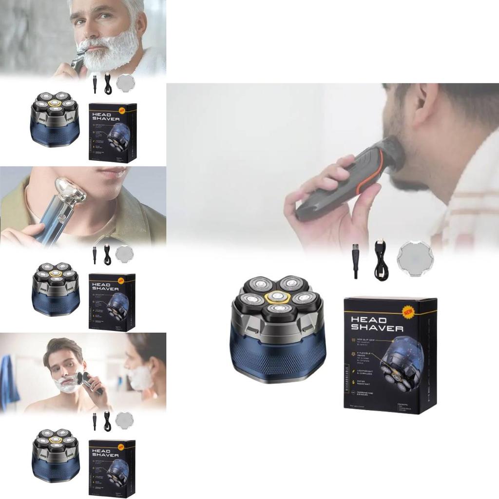 Electric Shaver With Magnetic Rotation Heads Rechargeable For Men Grooming