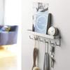 Wall-Mounted for Key Mail Holder Rack Shelf with 6 Hooks Tray