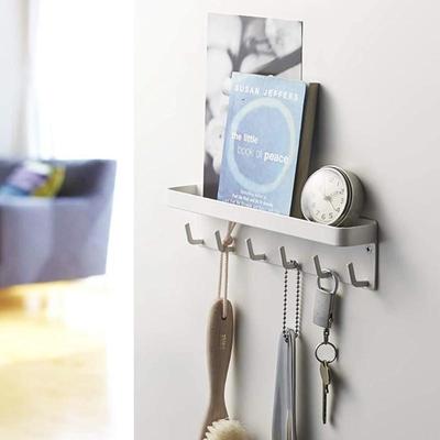 Wall-Mounted for Key Mail Holder Rack Shelf with 6 Hooks Tray