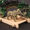 Brasses Tusked Elephant Miniature Figurine with Distressed Finish Antique Sculpture For Living Room Desktop Decors Gift