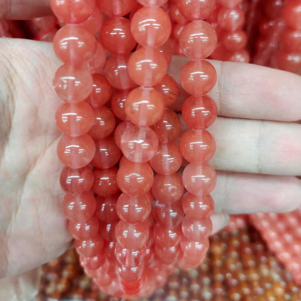 Red Watermelon Crystal Round Beads for Jewelry Making - Loose Beads, DIY Accessories, Semi-Finished Materials