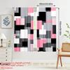 2PCS Digital Printed Curtains with Pink Ink Squares Design, Stylish Window Drapes for Living Room Bedroom Home Decoration