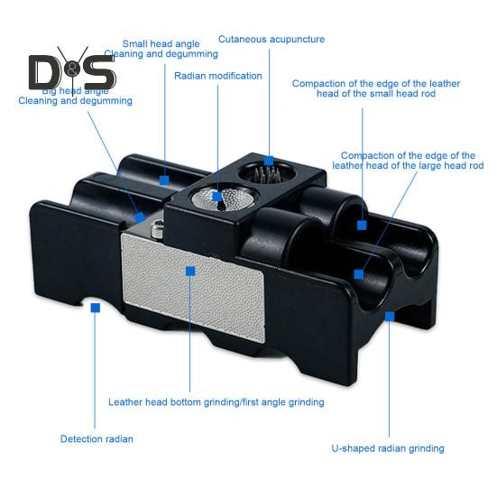 Pool Cue Tip Repair Tool 9-in-1 Billiard Cue Tip Grinder Pool Cue Shaper Burnisher Portable Billiards Cue Accessories