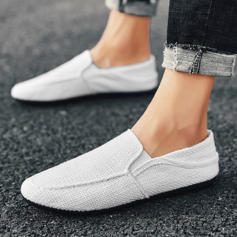 Fashion New Loafers Men Breathable Casual Shoes Classic Linen Slip On Sneakers Male Summer Cheap Driving Shoes For Men Wide 2024