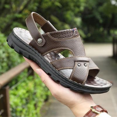 Sandales pour Homme en Cuir de Haute Qualité Chaussures de Plage Confortables pour Homme Respirantes Antidérapantes Résistantes à l'Usure Chaussures pour Homme Chanclas De Hombre