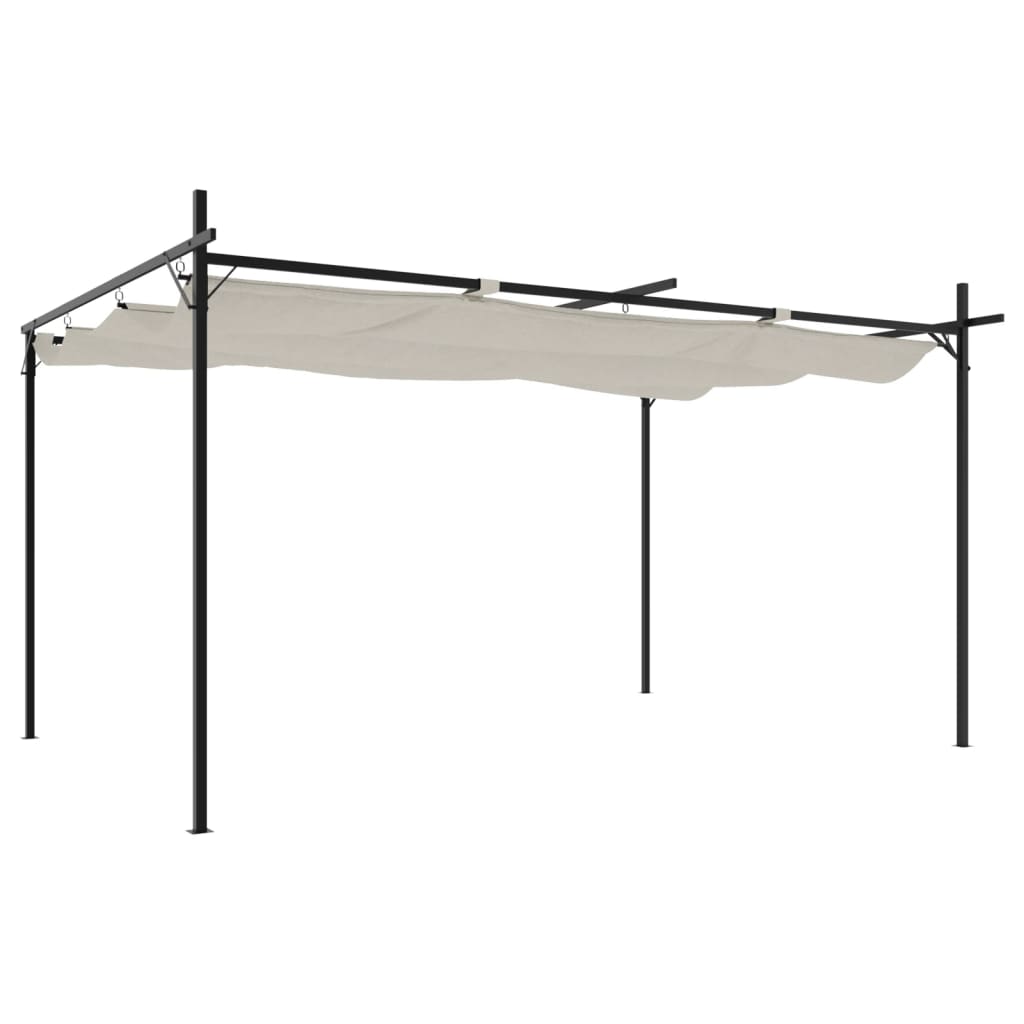 Pergola with Sliding Roof Cream 395 X 292 X 230 Cm