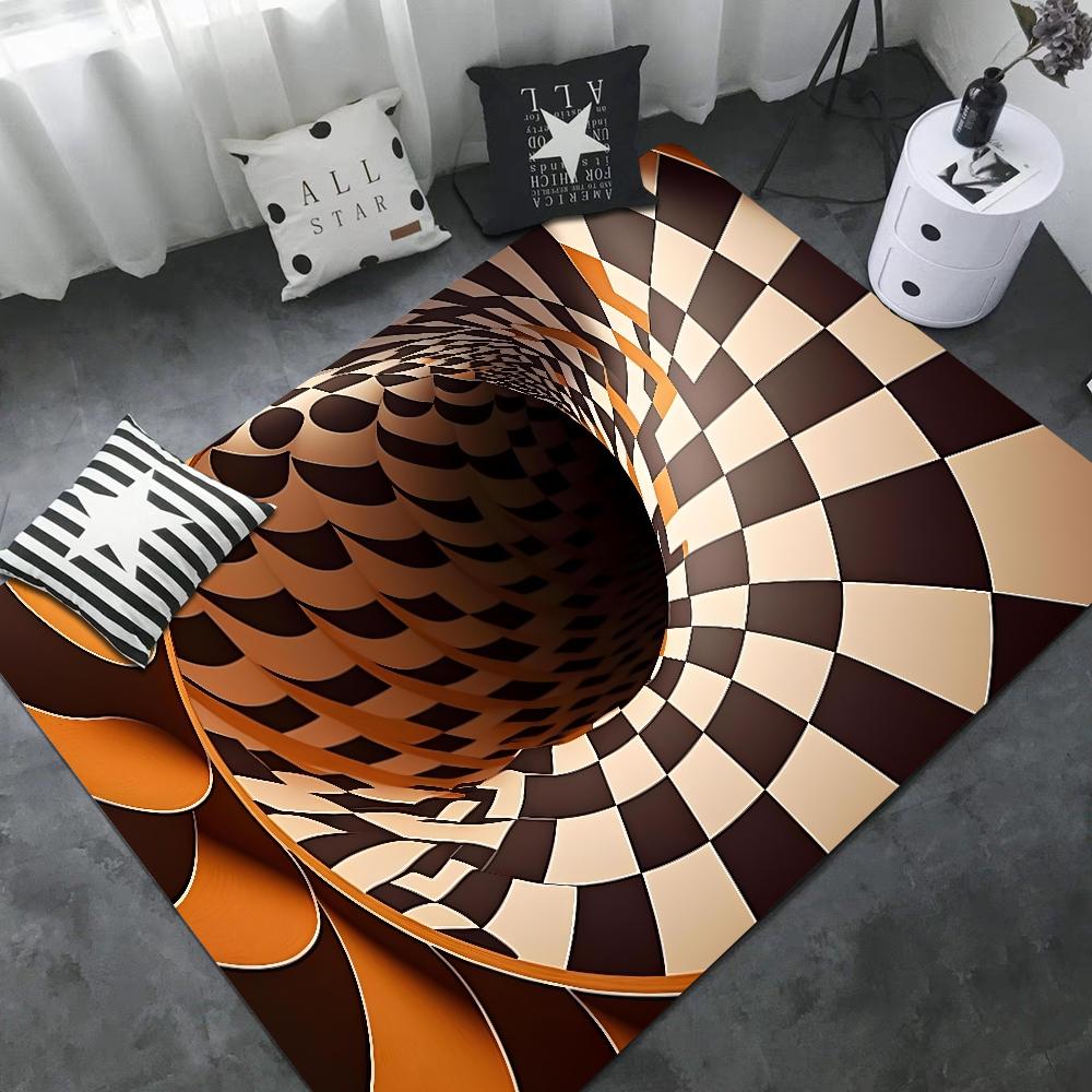 3D Vortex Illusion Fußmatte Waschbar Rutschfest Wohnzimmer Sofa Stühle Bereichsmatte Küche Fußmatte Bereichsteppich