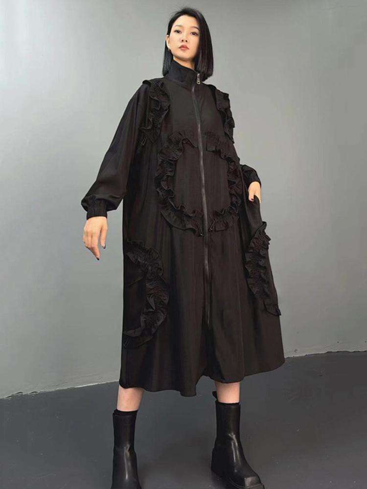 Xitao Solid Color Loose Zipper Dress GYX1103