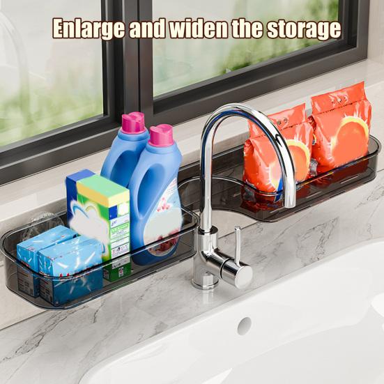 Kitchen Sink Faucet Organizer Storage Rack Strong Load-bearing Easy To Install Suction