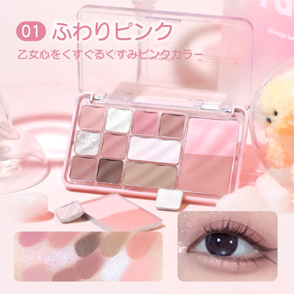 GOGO TALES Flutter Multicolor Palette (01 Soft Pink) Multicolor Eyeshadow, Highlighter, Shading, Blush, Under-eye Makeup, Multifunctional Multicolor