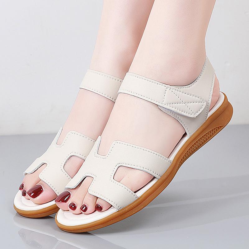 Women Black Sandals Summer White Dressy Open Toe Casual Flats Sandals Plus Size