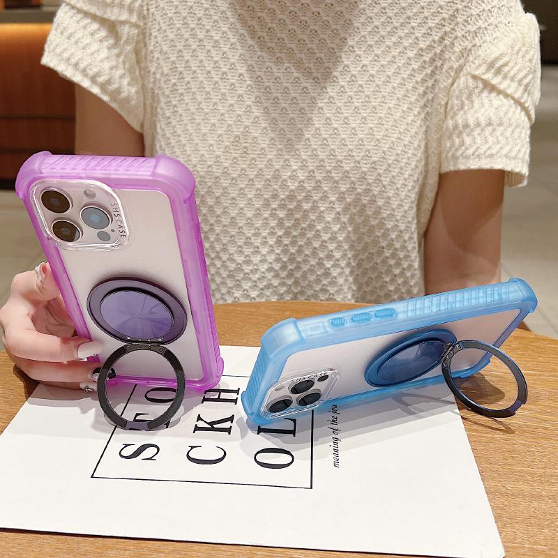 For Magsafe Magnetic 360°Rotat Metal Car Bracket 3-in-1 Four Corner Anti Drop Phone Case For iPhone 16 Pro Max 14 13 15 Pro Max