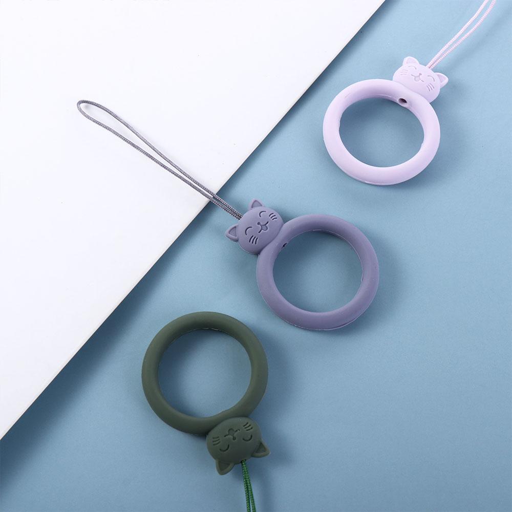 Anti-lost Mobile Phone Pendant Finger Ring Cartoon Cat Phone Short Lanyard U Disk Hanging