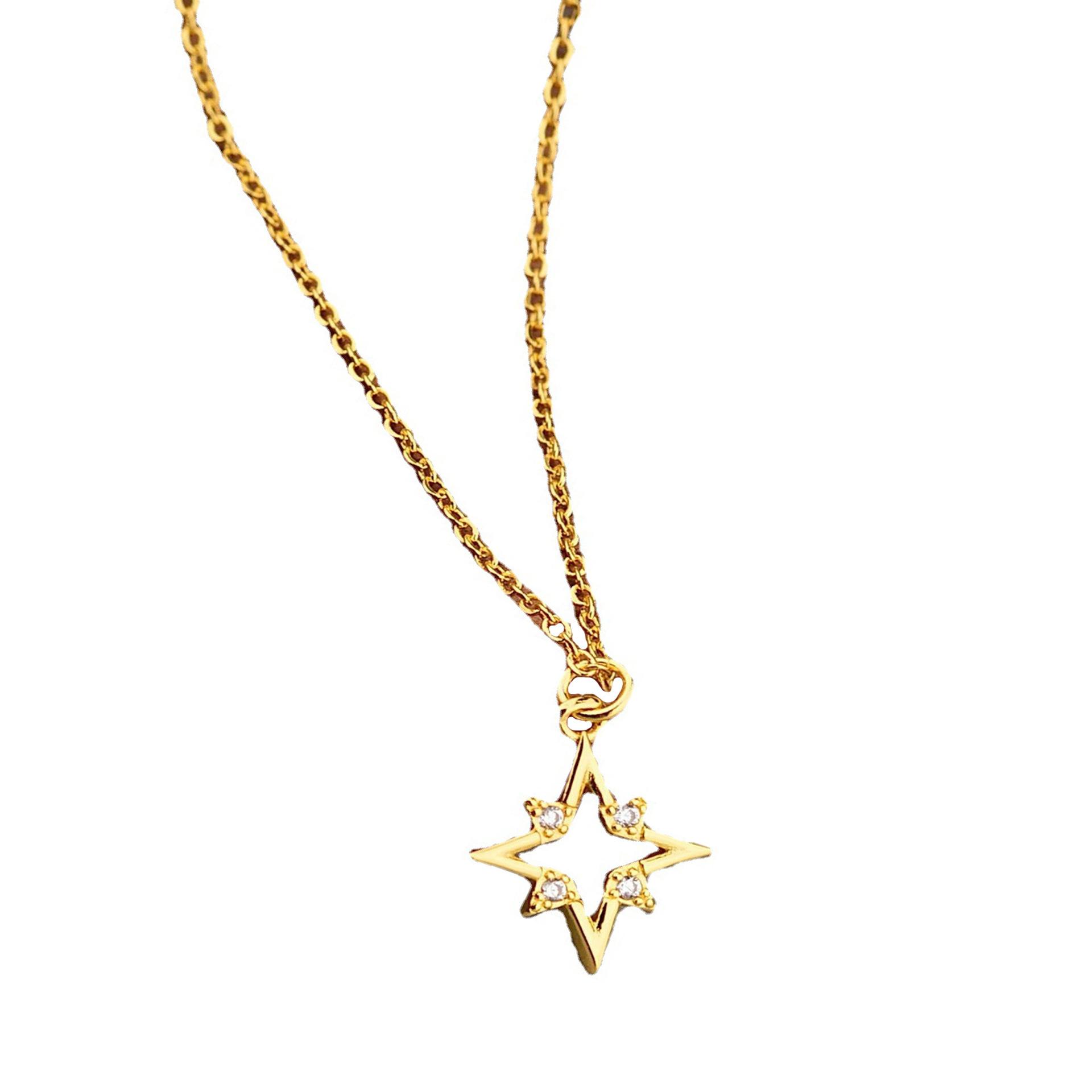 Полая Звезда Алмазный Кулон Ожерелье Женское Простое Индивидуальное Холодный Ветер Темперамент Ключица Цепочка Предмет Украшение Звезда