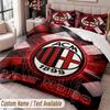 AC Milan Baskılı Yatak Örtüsü Seti Özel İsim Yazısı 1 Yorgan Kılıfı 2 Yastık Kılıfı Yatak Odası İçin