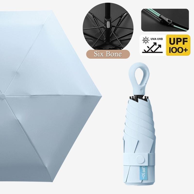 Uv Protection Mini Umbrella Ultralight 6-Fold Portable Sunshade For Women Outdoor Beach Travel Compact Windproof Quick Dry