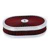 12"x2" Oval Air Cleaner Filter Assembly 5-1/8" Carb Neck W/ Flow-Thru Lid High Flow Chrome for GMC Chevy Ford Chryler Dodge