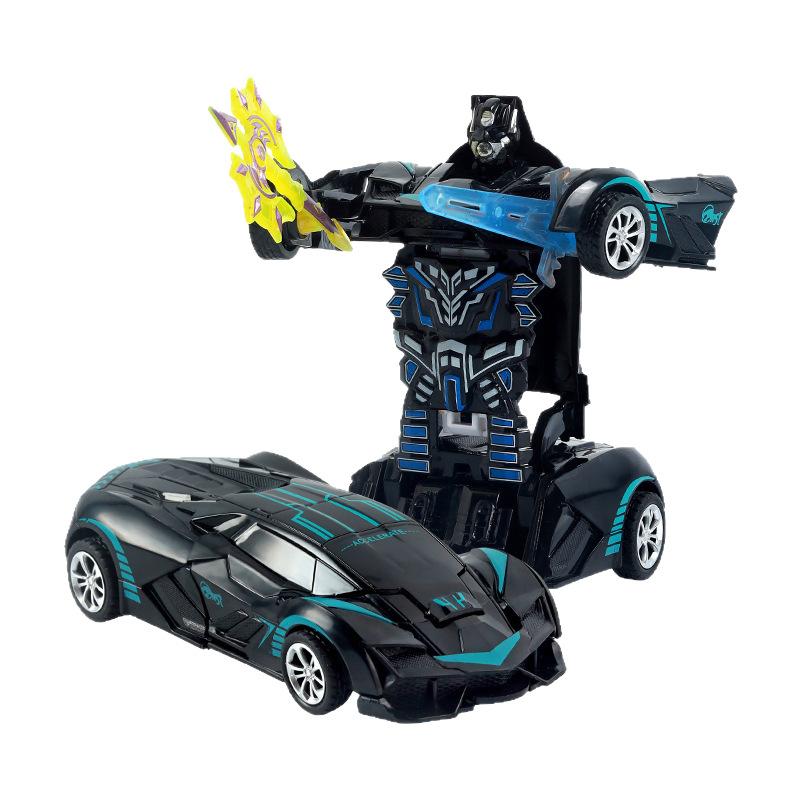 Children's 2025 new toy graffiti inertia deformation car racing one-click deformation robot