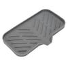 Silicone Bathroom Soap Dish with Drain Spout Raised Lines Soap Sponge Holder Tray Black