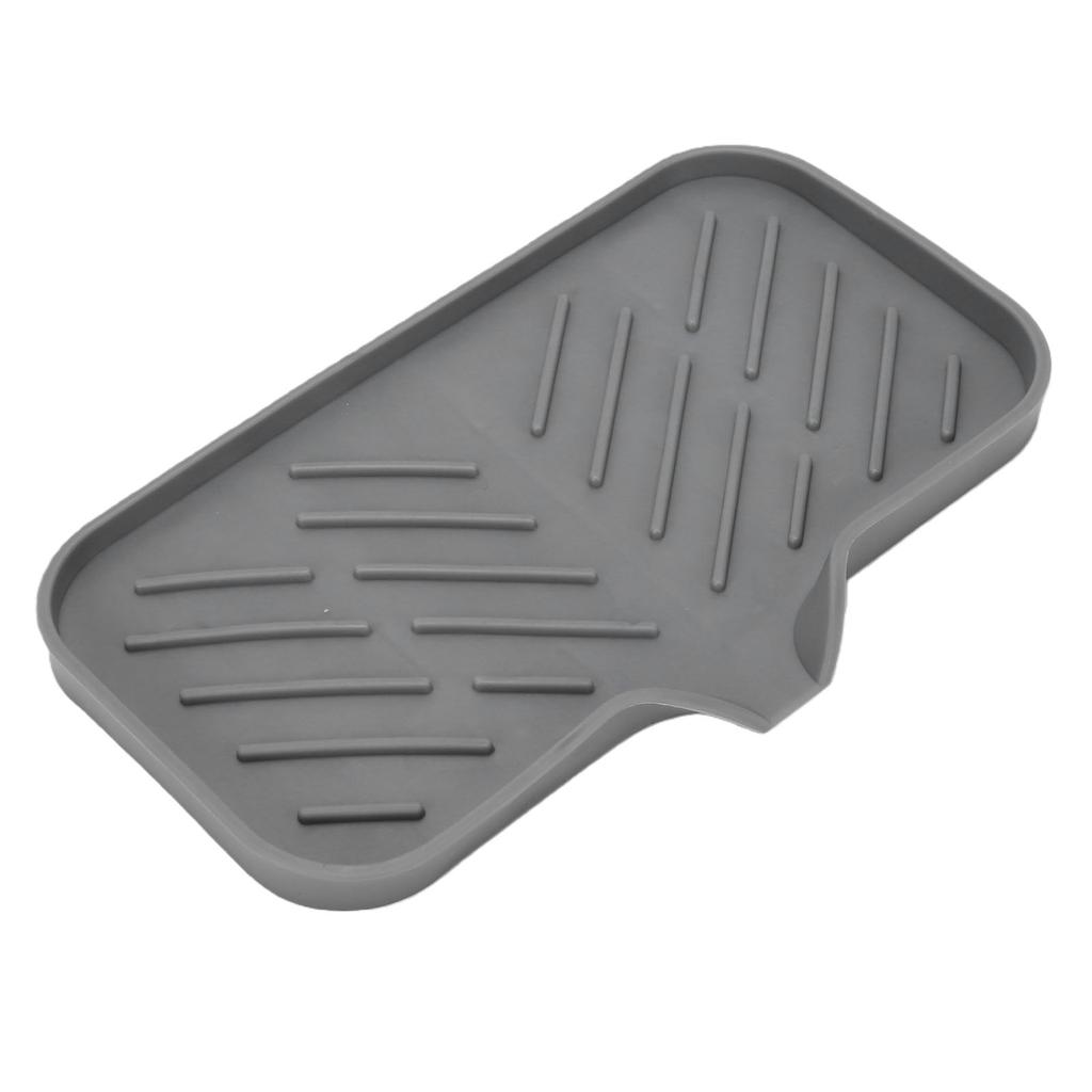 Silicone Bathroom Soap Dish with Drain Spout Raised Lines Soap Sponge Holder Tray Black