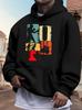 Casual Print Fleece Hoodie Sweatshirt Is Suitable for Autumn And Winter.