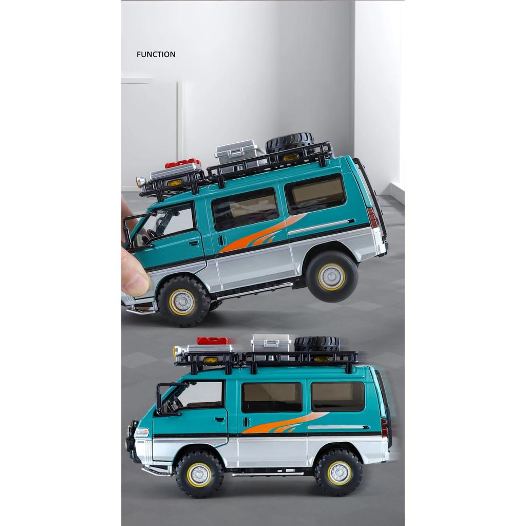 1/24 Mitsubishi Delica Mini Off Road VAN RV Alloy Car Model Sound and Light Children's Toy Collectibles Birthday Gift