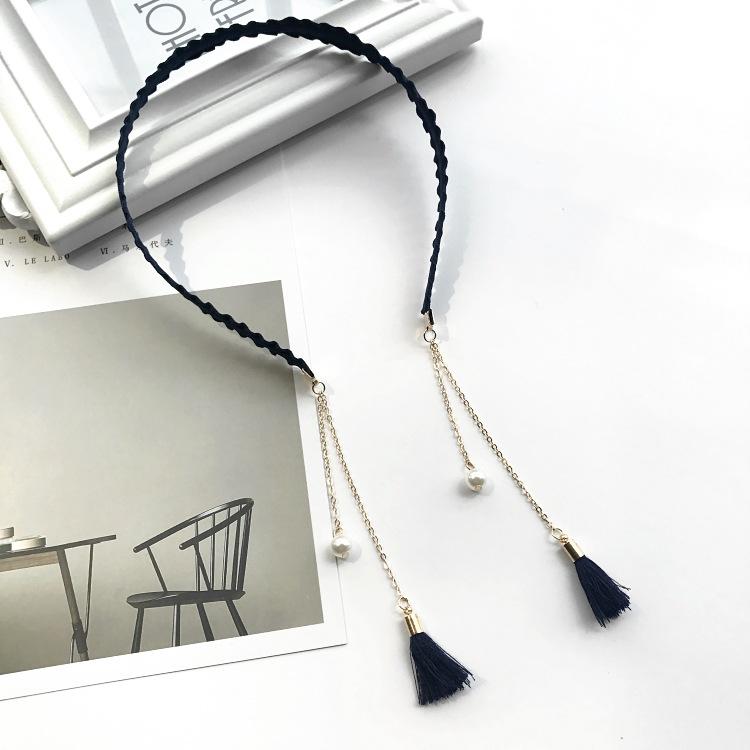 Simple fabric headband, flower pearl fake earrings, temperament versatile fringed pendant, headband, hairpin and hair accessories.