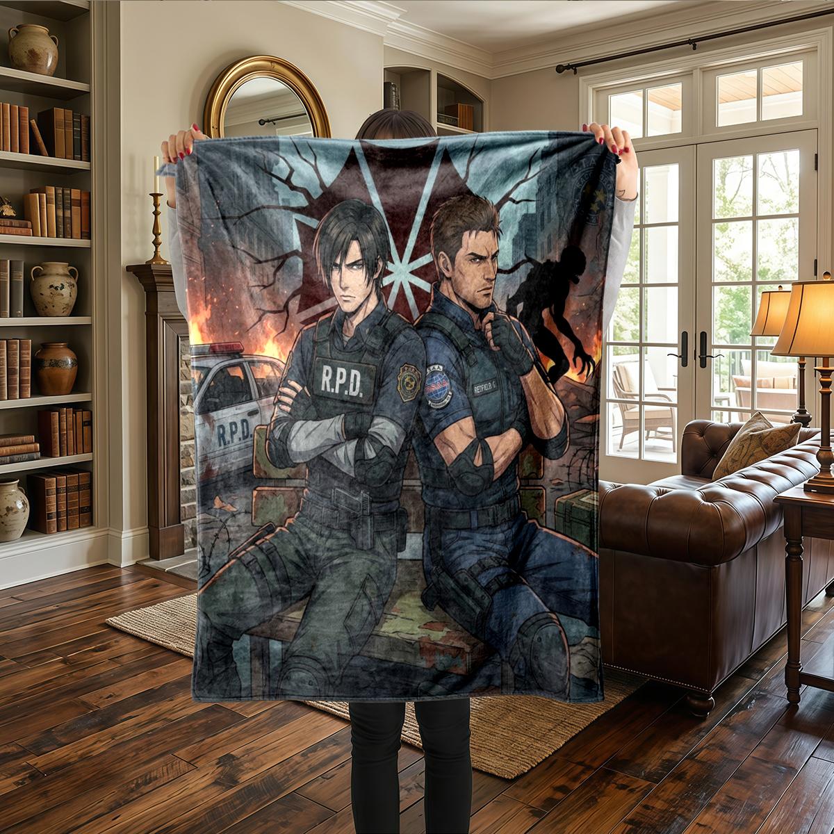 Resident Evil Flannel Blanket Warm Comfortable Printed, For Bedrooms, Travel -HE50 75x90cm