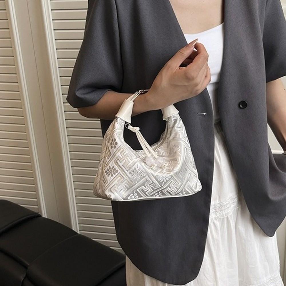 Elegant Chinese Style Embroidery Handbag Zipper Closure Ladies Shoulder Bag Dumpling Bag Wedding