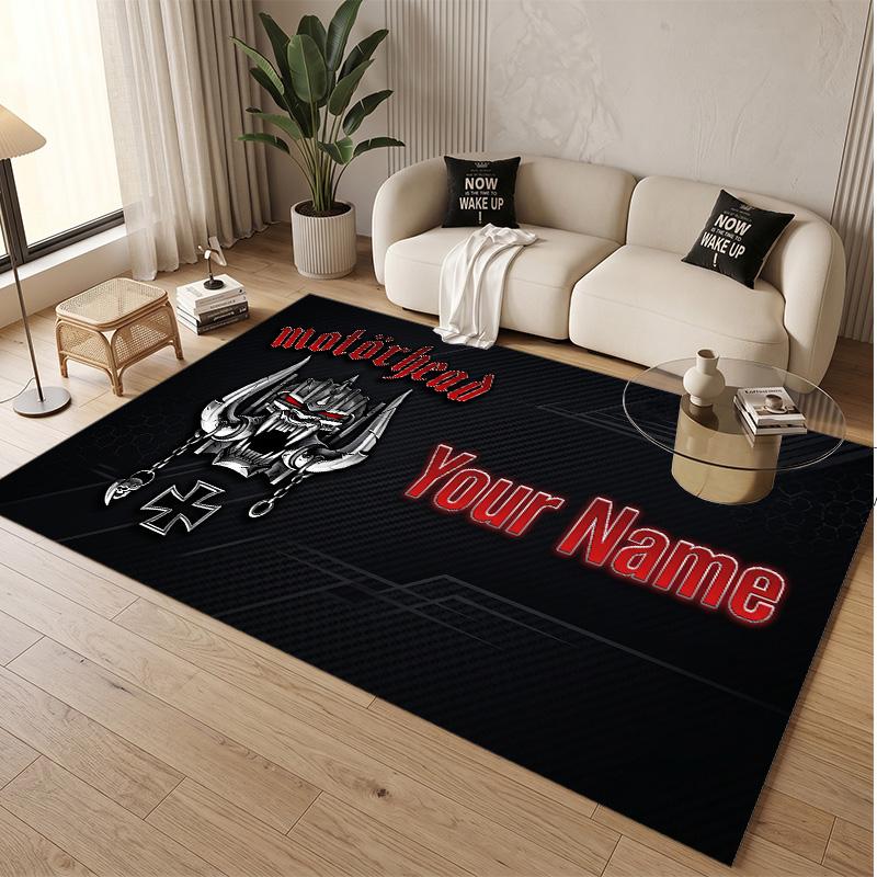 Personalized Crystal Velvet Carpet Motorhead Pattern Non Slip Floor Rug