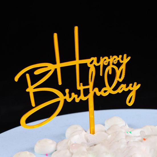Acrylic Happy Birthday Cake Topper Dessert Flag Decoration Party Baking Supplies