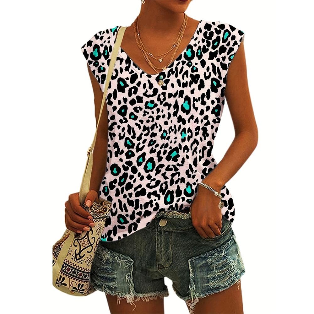 Summer Leopard Sea Turtle 3D Print Tank Tops Women Streetwear Oversized V-Neck Vest Off Shoulder Sleeveless Woman Camisole